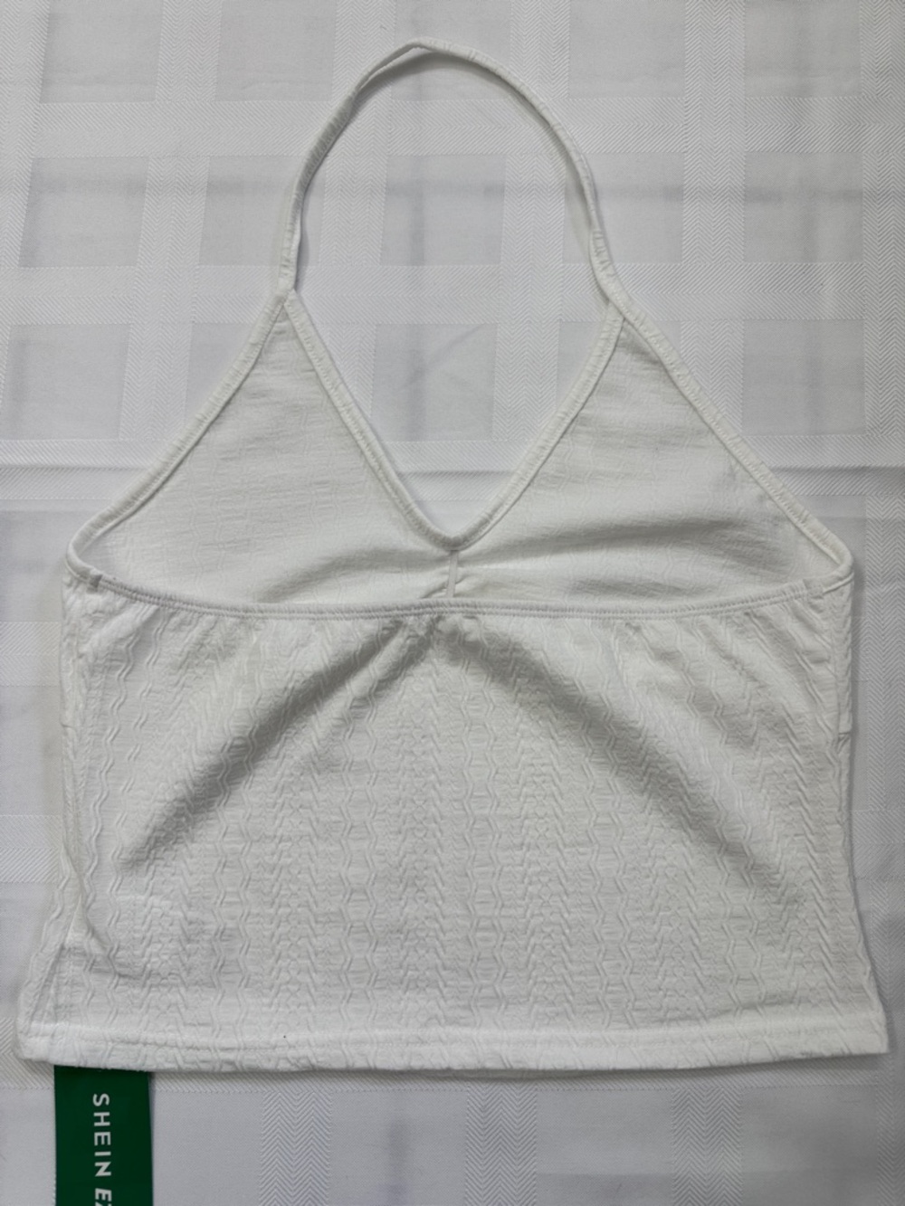SHEIN Pink & Purple Eyelet, Blue Tie-Front Strapless Tops & White V-Neck Cami - Picture 7 of 15